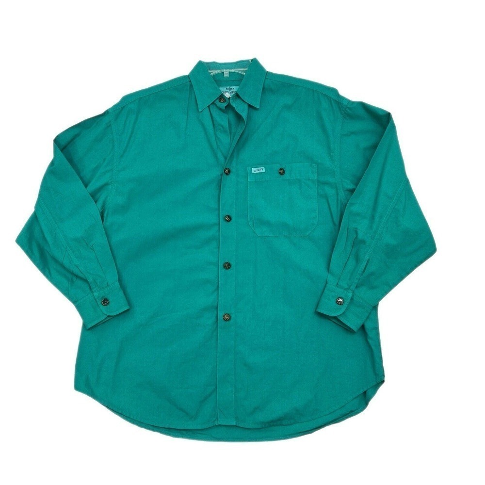 Vintage Guess By Georges Marciano Button Down Shirt Men Small Green 90’s Y2K USA